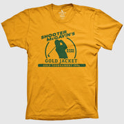 A yellow t-shirt with the text 'Shooter McGavin's Gold Jacket Golf Tournament 1996' and a graphic related to the tournament.